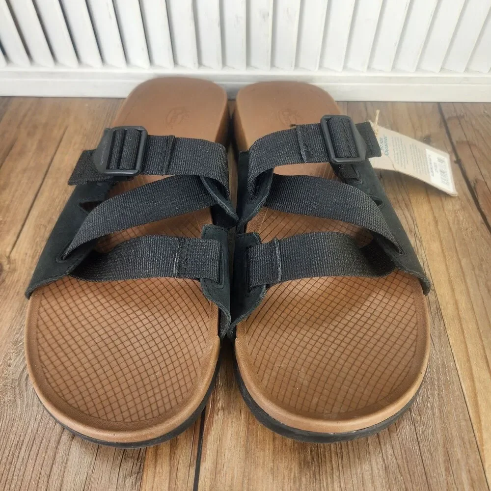 Chaco Lowdown Slides Men's 14 Black Adjustable Outdoors Beach Lakeshore Sandals